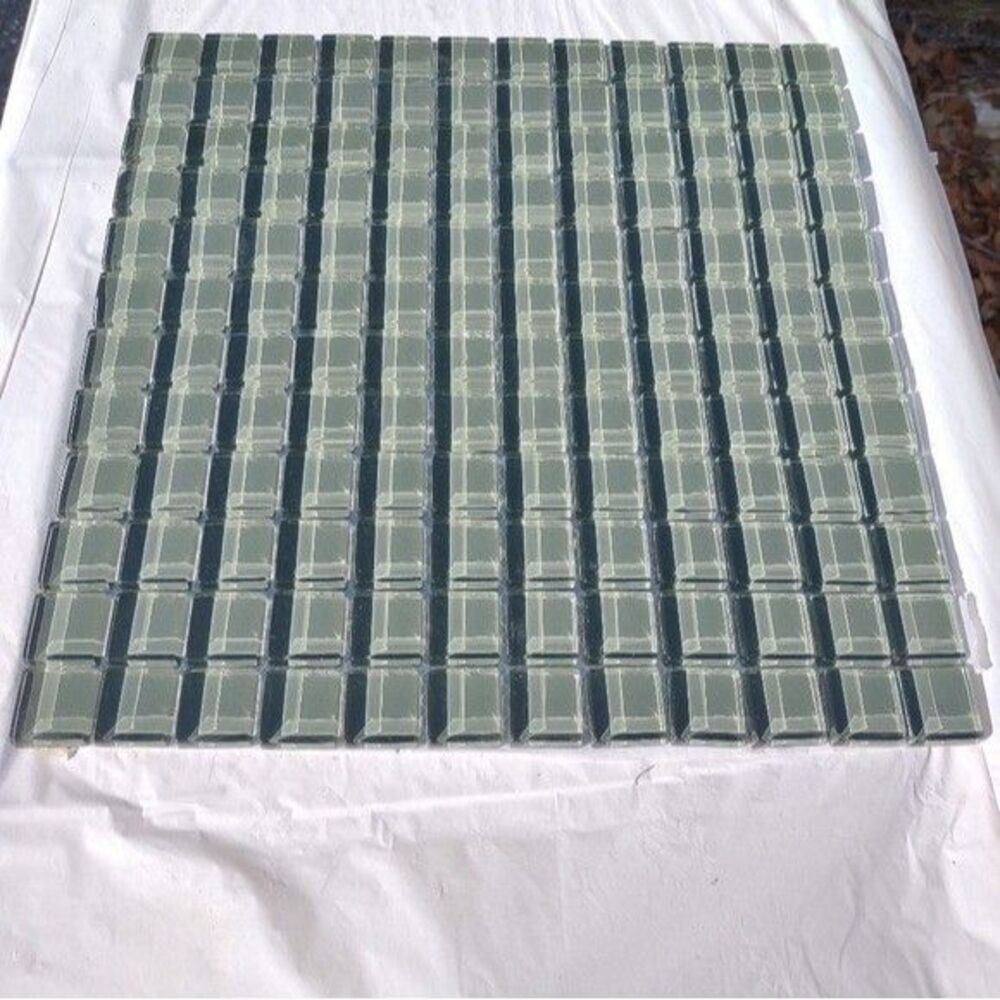 Glass Mosaic Tile Squares Artisian Craft Media 12" x 12" one panel Light Green